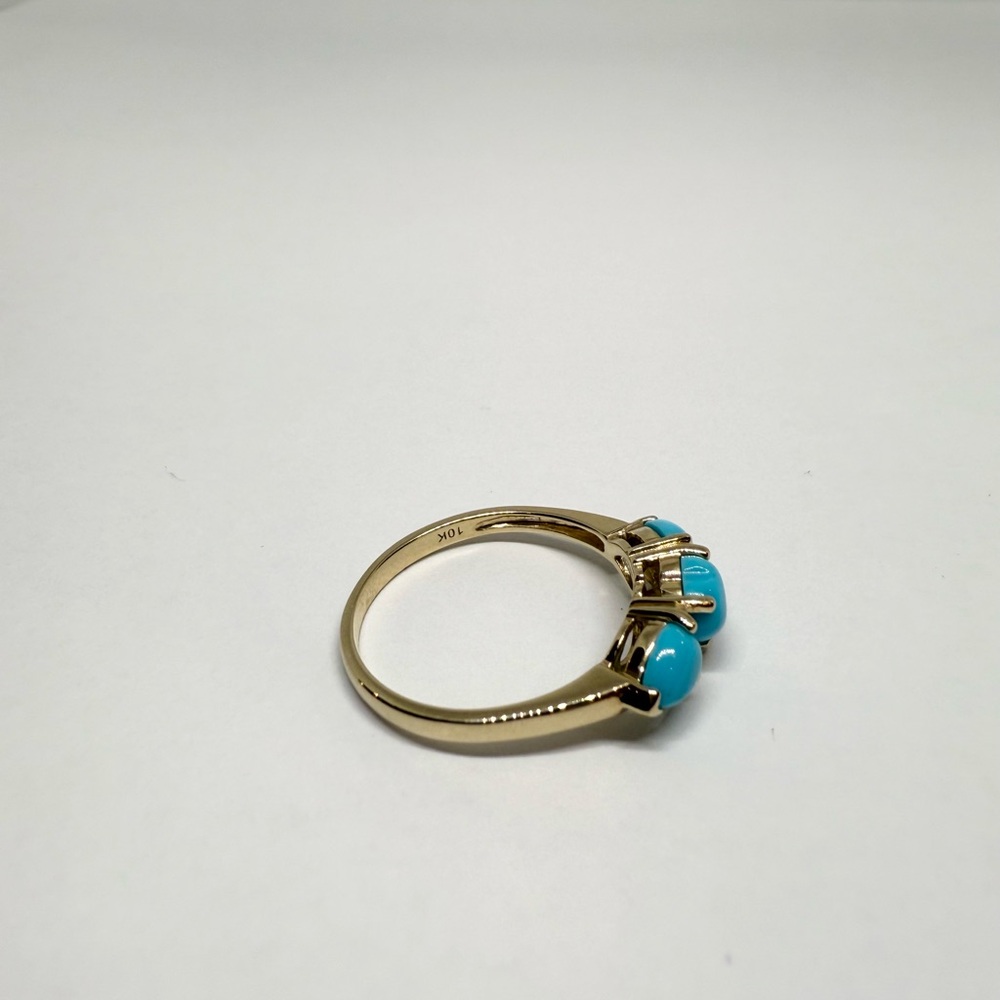 NEW Solid 10K Gold Natural Turquoise Ring - Picture 6 of 6